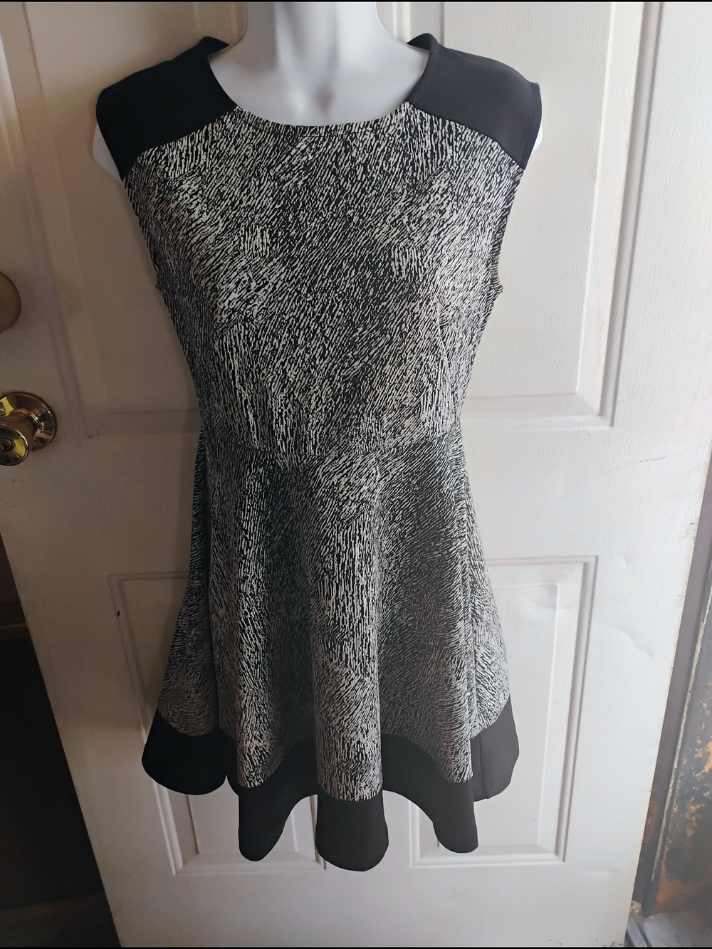 attention Black & White Sleeveless Fit-and-Flare Dress